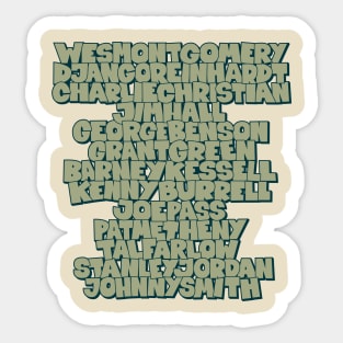 Jazz Legends in Type: The Jazz Guitarists Sticker